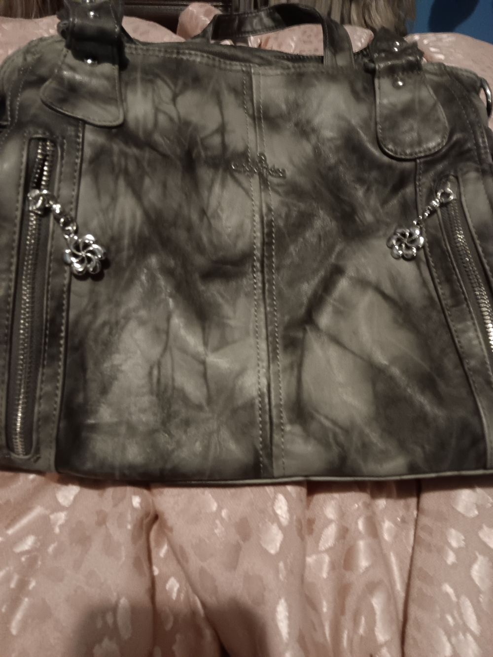 NWOT Angel Kiss Faux Leather Metallic Silver/Gray Purse